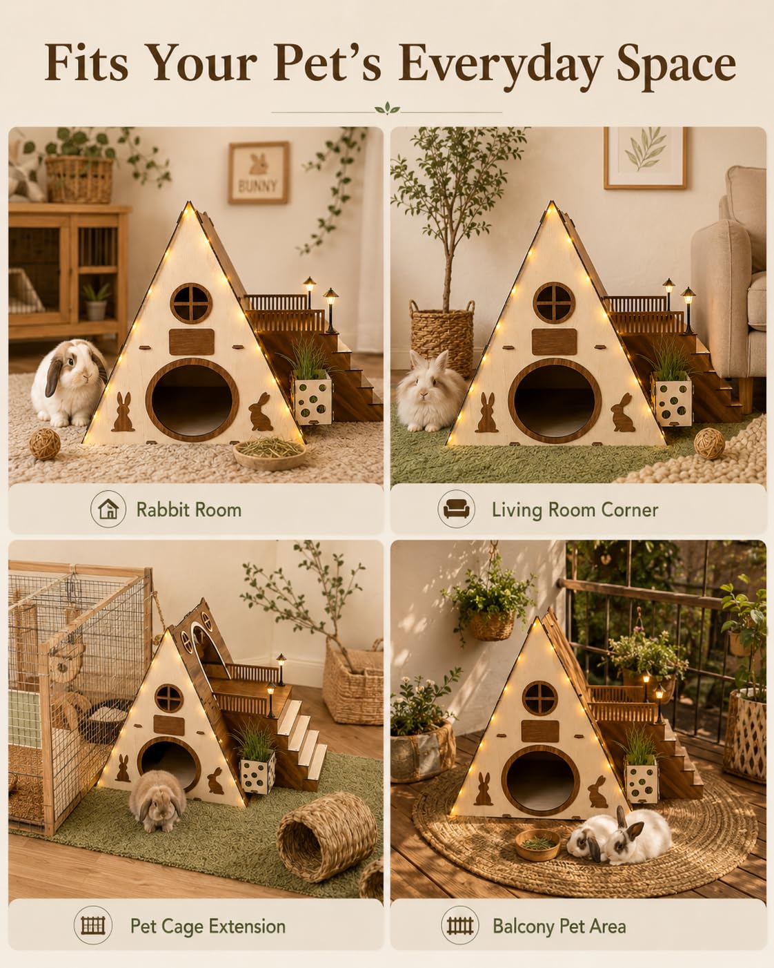 Amazon.com : Tnstbiee Large Modern Wooden Rabbit Castle House
